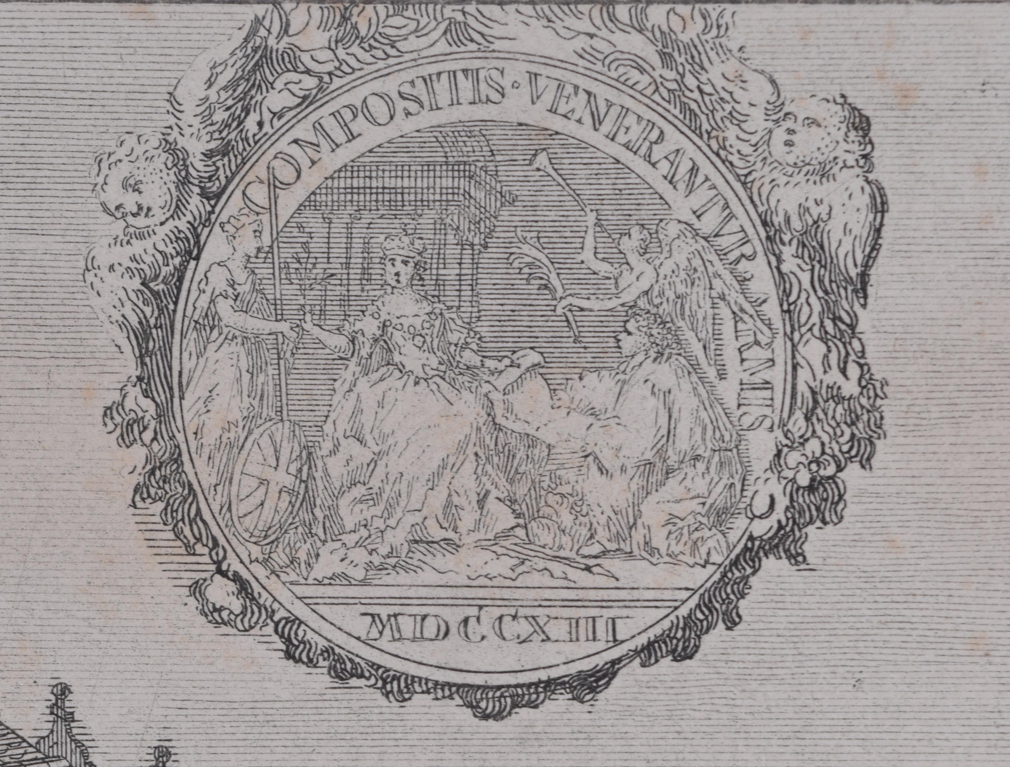 Oriel College, Oxford Incisione del XVIII secolo tratta dall'Almanacco di Oxford in vendita 2