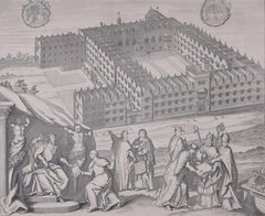 Oriel College, Oxford 18th century engraving from the Oxford Almanac