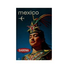 Origina travel poster by Sabena Belgian World Airlines travel to Mexico
