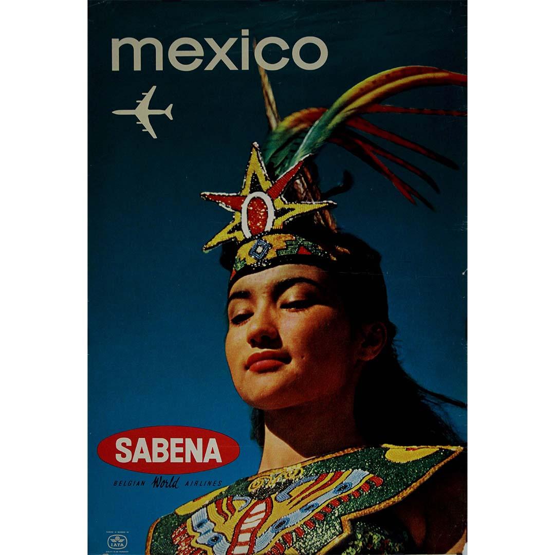 Affiche de voyage Origina de Sabena, Compagnie internationale belge World Airlines voyage au Mexique