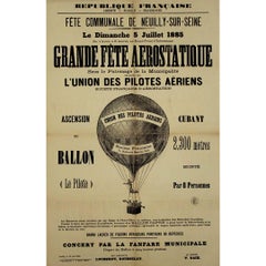 Original 1885 "Grande Fête Aérostatique" Balloon Poster