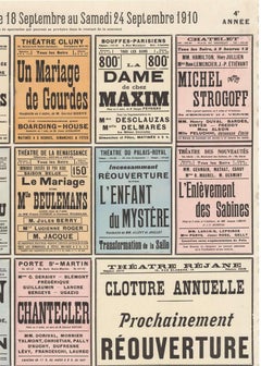 Original 1910 Officiel Paris Spectacles vintage poster for theater performances