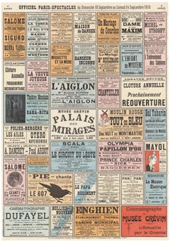 Original 1910 Officiel Paris Spectacles vintage poster for theater performances