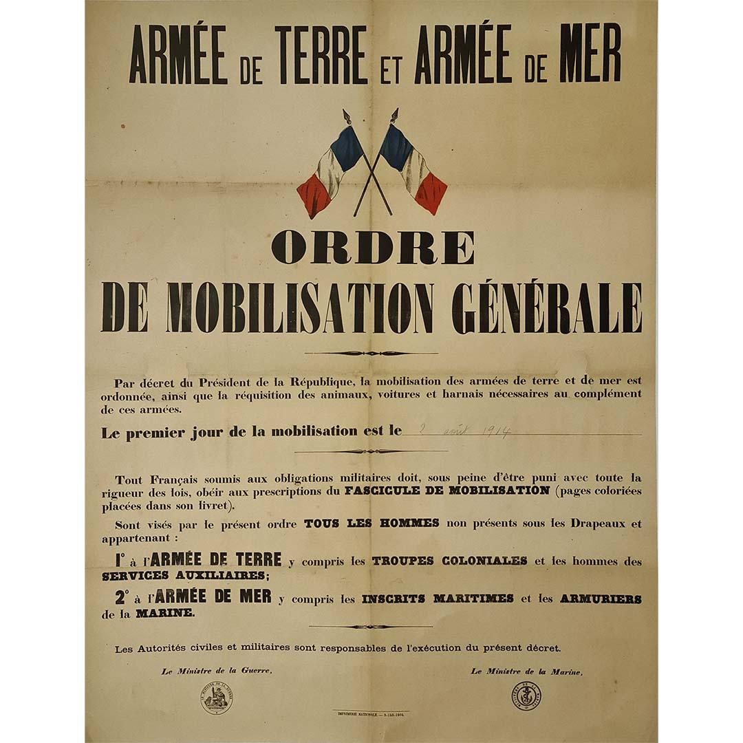 Unknown Print - Original 1914 French Mobilization Poster – Ordre de Mobilisation Générale