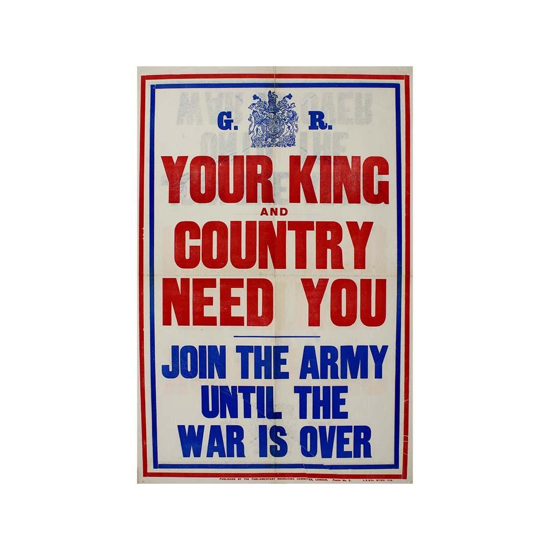 Affiche originale de 1914 « Your King and your country need you - WWI en vente 2