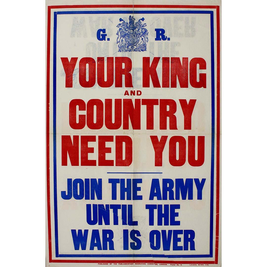 Affiche originale de 1914 « Your King and your country need you - WWI - Print de Unknown