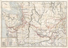 Antique Original 1917 Railroad Map of Washington State  railway map