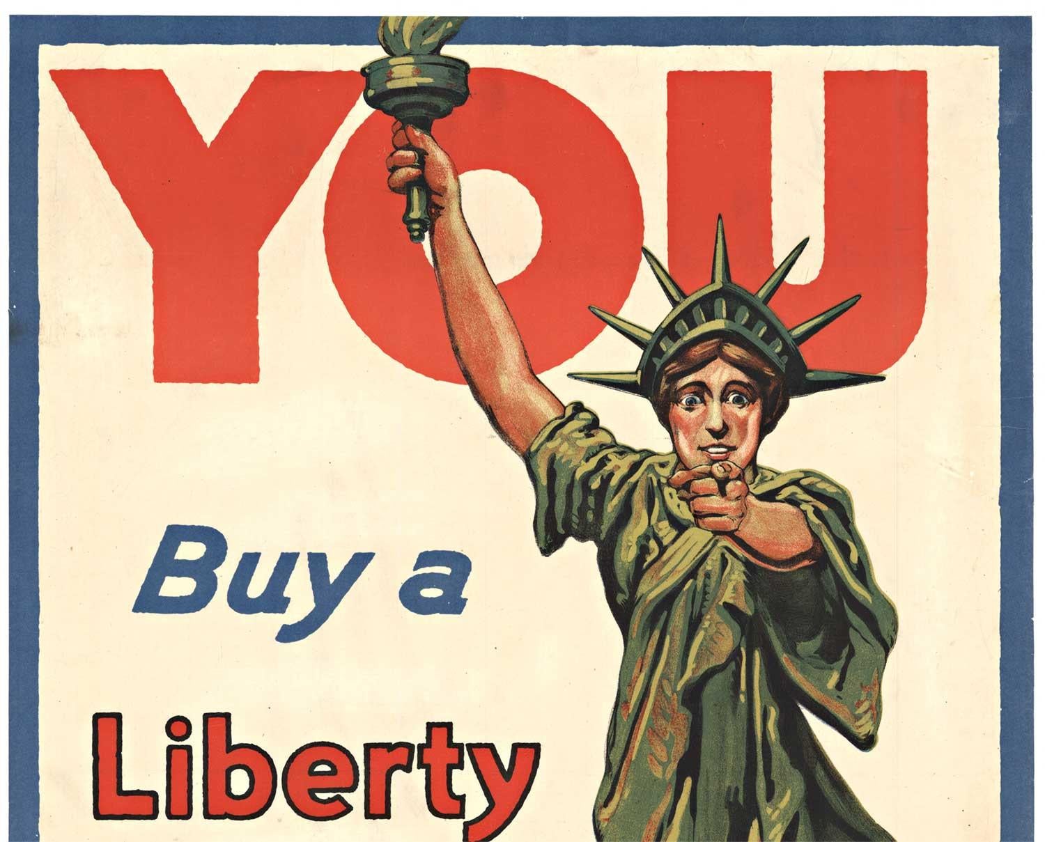 Original 1917 „You Buy A Liberty Bond, Lest I Perish!“ Vintage-Poster  – Print von Unknown
