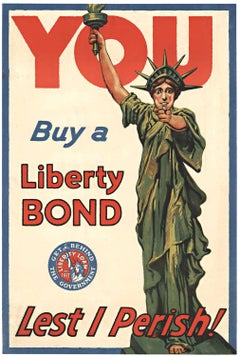 Original 1917 "You Buy A Liberty Bond, Lest I Perish!" vintage poster 