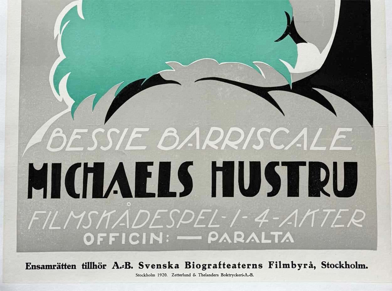 Poster originale del film muto svedese del 1920 Michaels Hustru- Michaels Wife - Print Art Déco di Unknown
