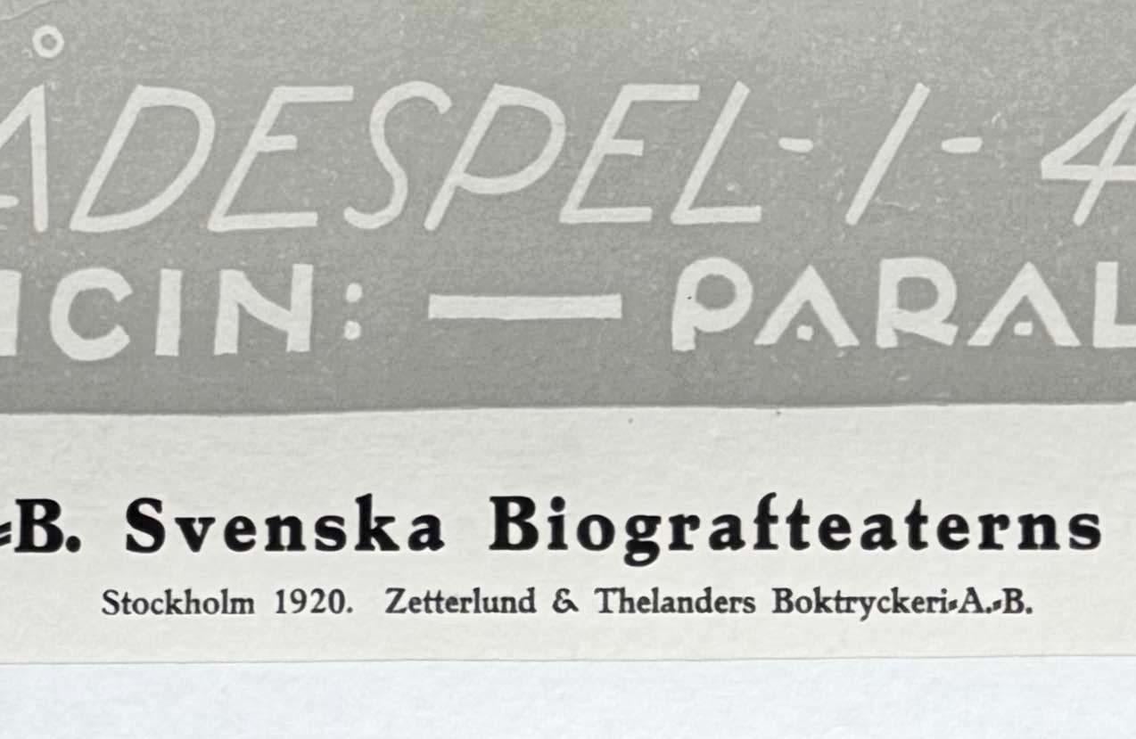 Poster originale del film muto svedese del 1920 Michaels Hustru- Michaels Wife - Figurative Print Grigio di Unknown