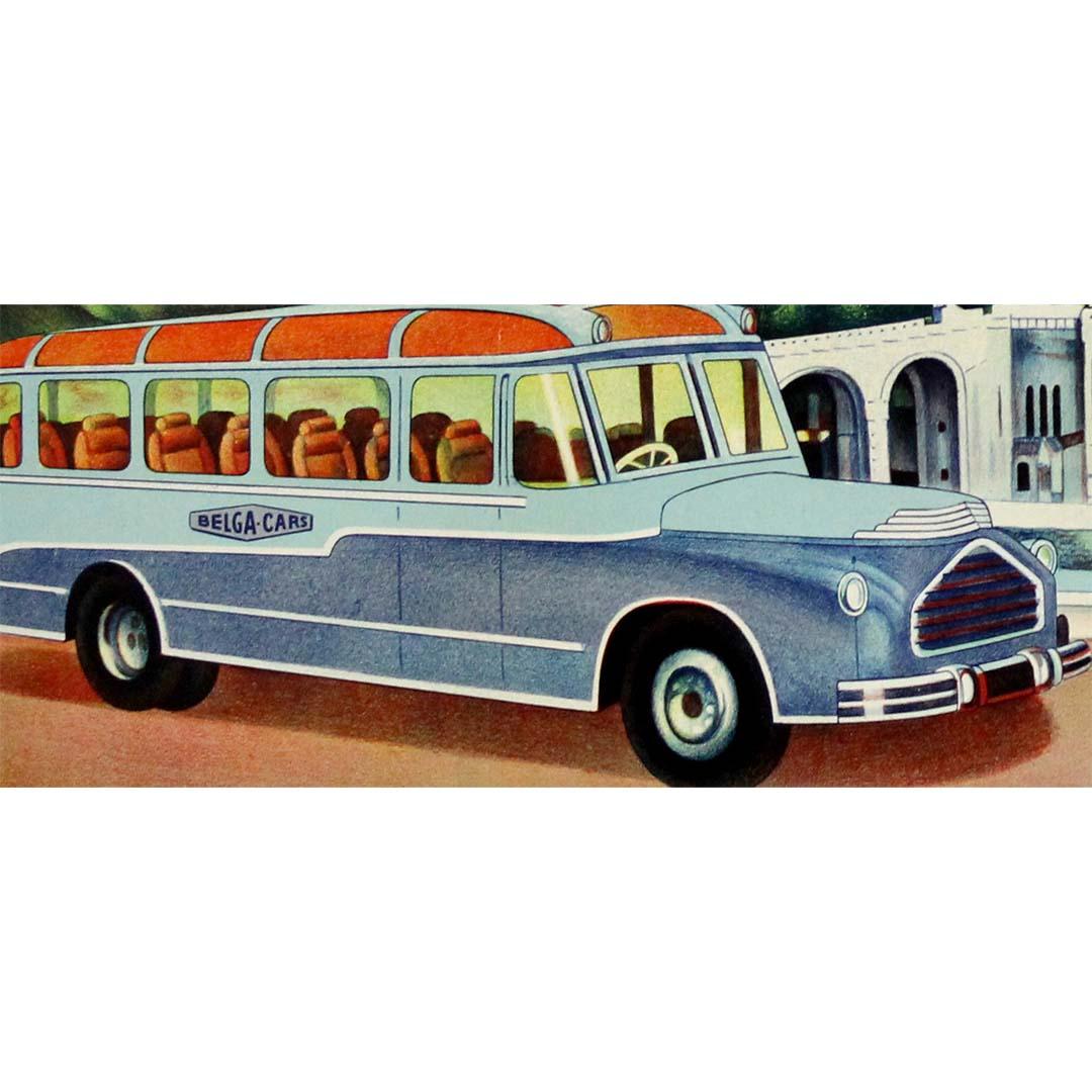 Originalplakat aus den 1920er Jahren für Belga-cars, ein belgisches Transportunternehmen nach Lourdes im Angebot 1