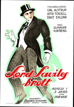 Original 1922 Lord Saviles Brott  Swedish silent vintae movie poster