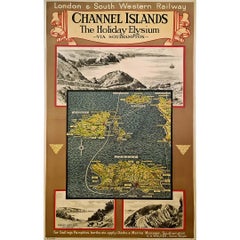Original 1922 travel poster - London and South Western Railway Channel Islands
