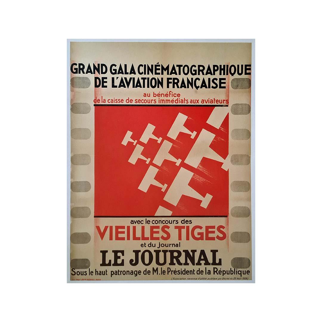 Affiche originale de 1926 pour le Grand Gala Cinématographique de l'aviation française en vente 2