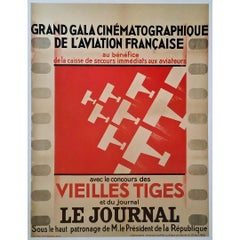 Cartel original de 1926 para la Gran Gala Cinematográfica de la Aviación Francesa