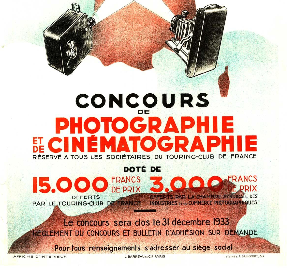 Original 1933 Concours de Photographie e Cinematographie vintage Französisch Plakat (Amerikanische Moderne), Print, von Unknown