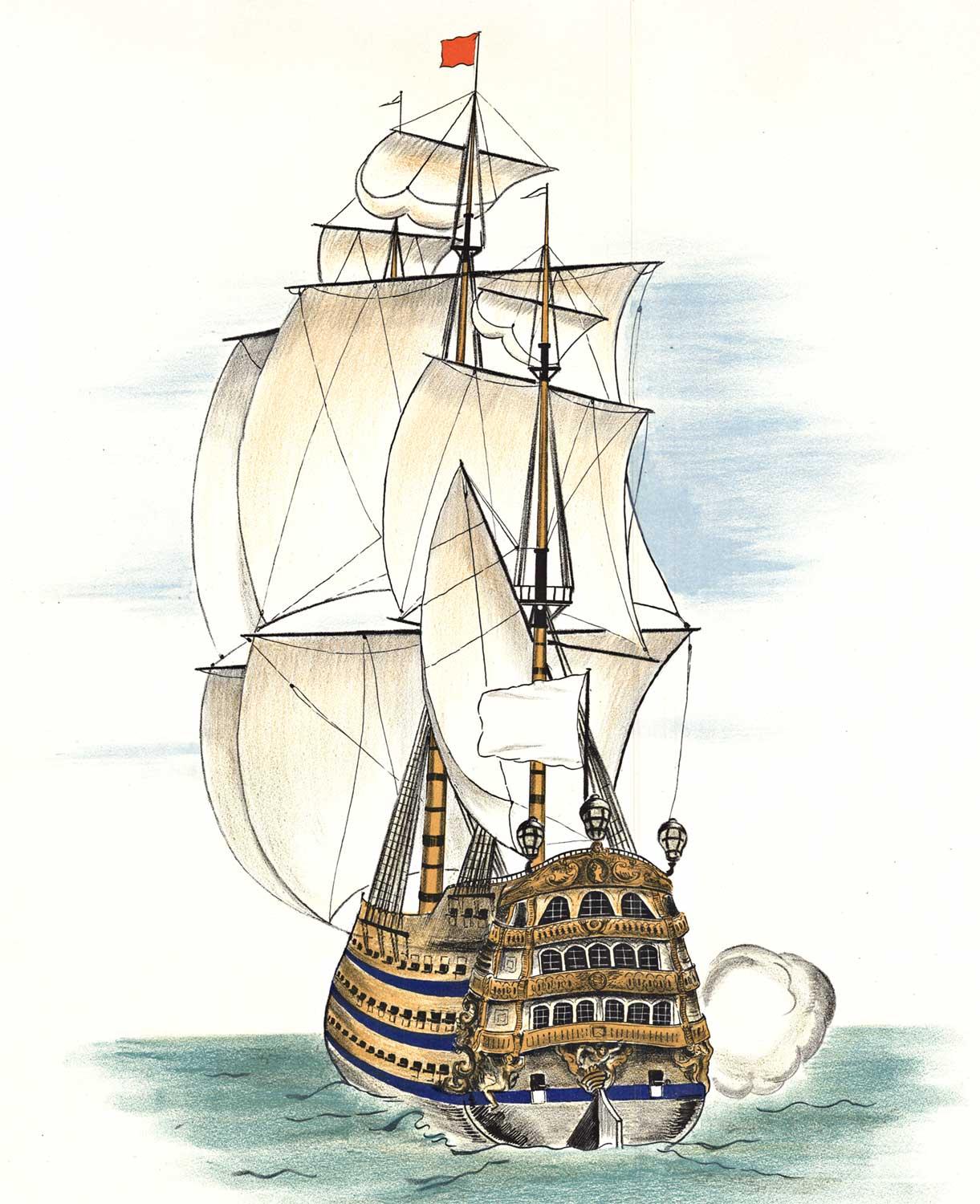 Original 1935  Affiche française vintage « A La Gloire de la Marine A Voiles ». - Print de Unknown
