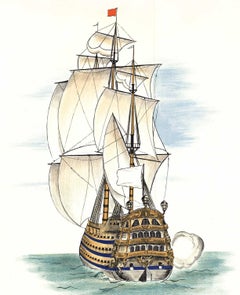 Original 1935  "A La Gloire de la Marine A Voiles" vintage French poster.