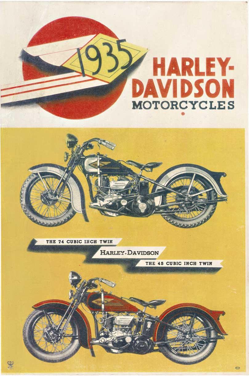 Unknown - Original 1935 Harley Davidson Motorcycle art deco