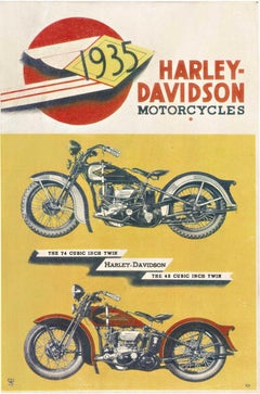 Original 1935 Harley Davidson Motorcycle art deco vintage poster