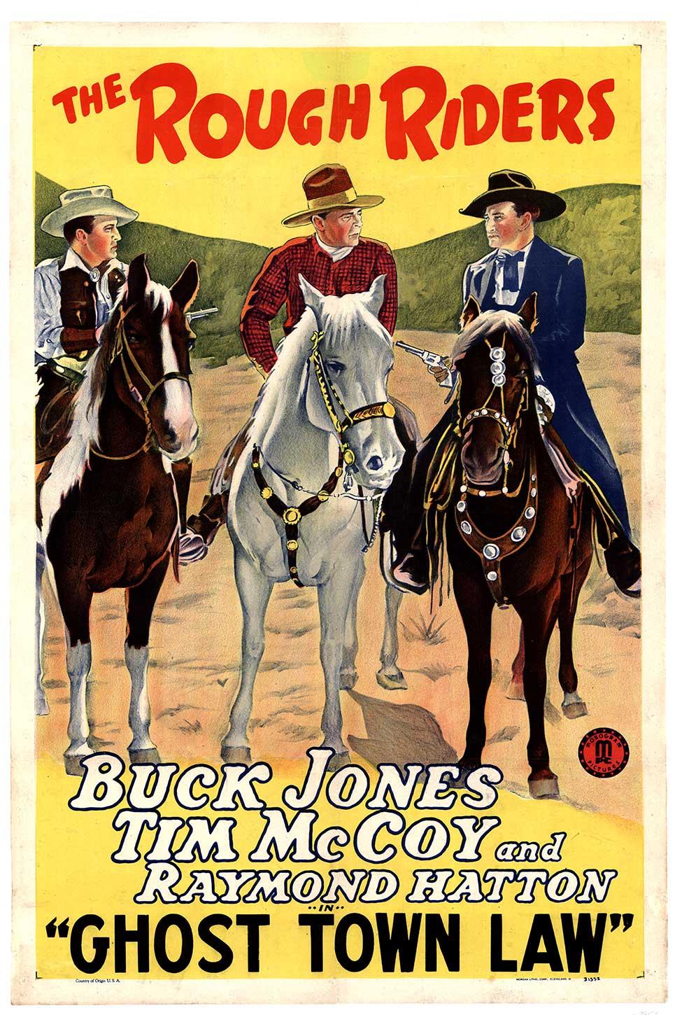 Original 1942 Linen-Backed One-Sheet Movie Poster for "Ghost Town Law"