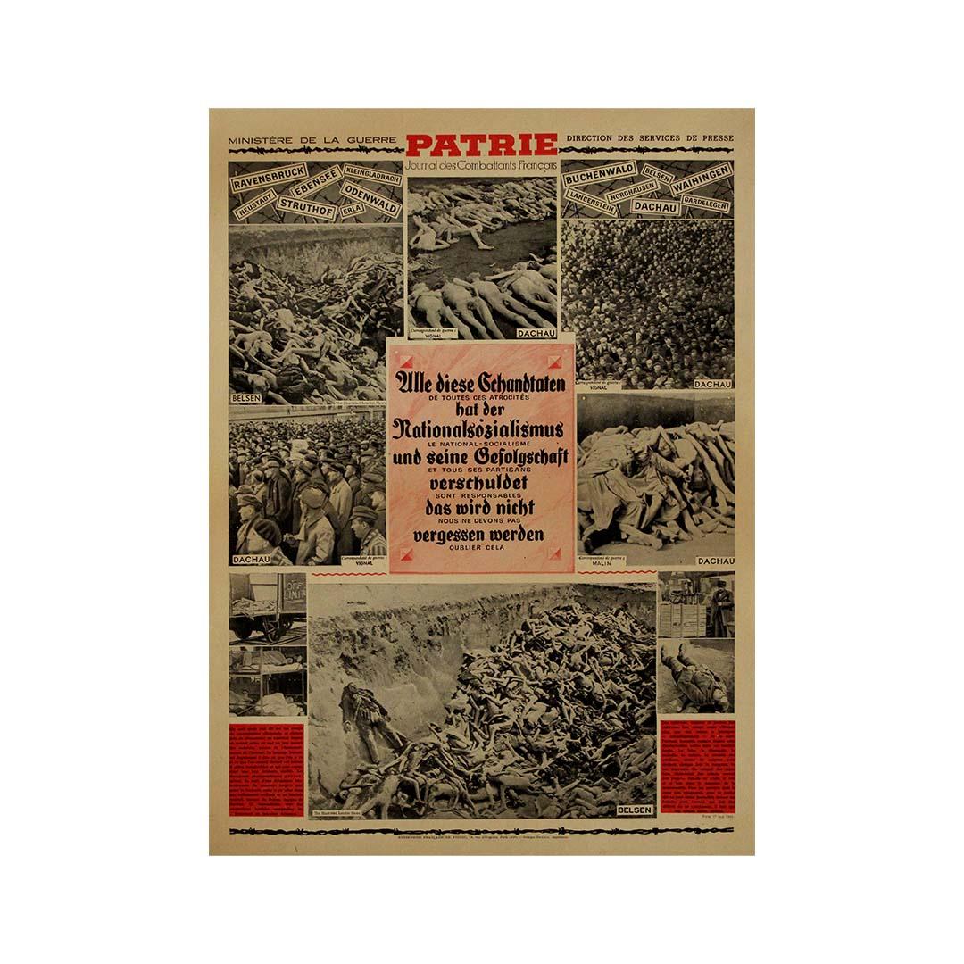 Original 1945 poster : Patrie – Journal des Combattants Français - World War II For Sale 1