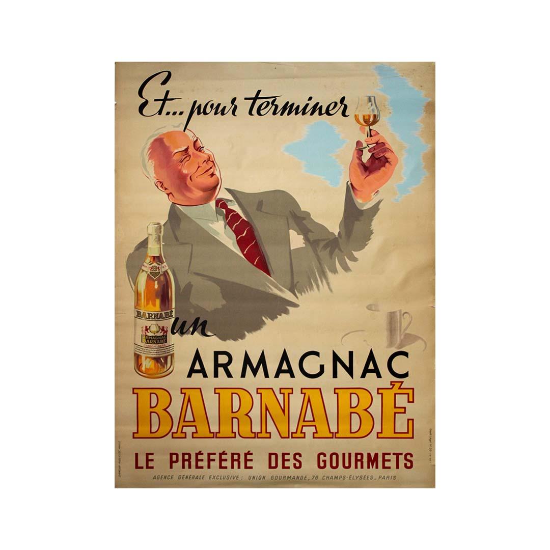 Originales französisches Werbeplakat von 1946 - Armagnac Barnabé – Print von Unknown