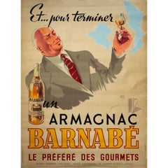 Affiche publicitaire française originale de 1946 - Armagnac Barnabé