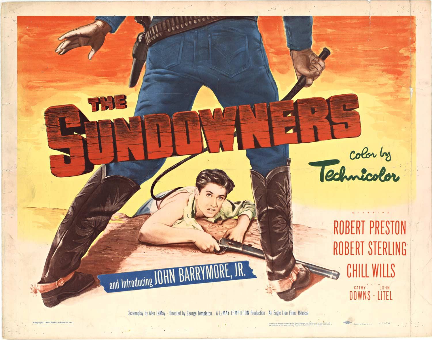 Unknown Print - Original 1950 'The Sundowners' vintage movie poster  half sheet