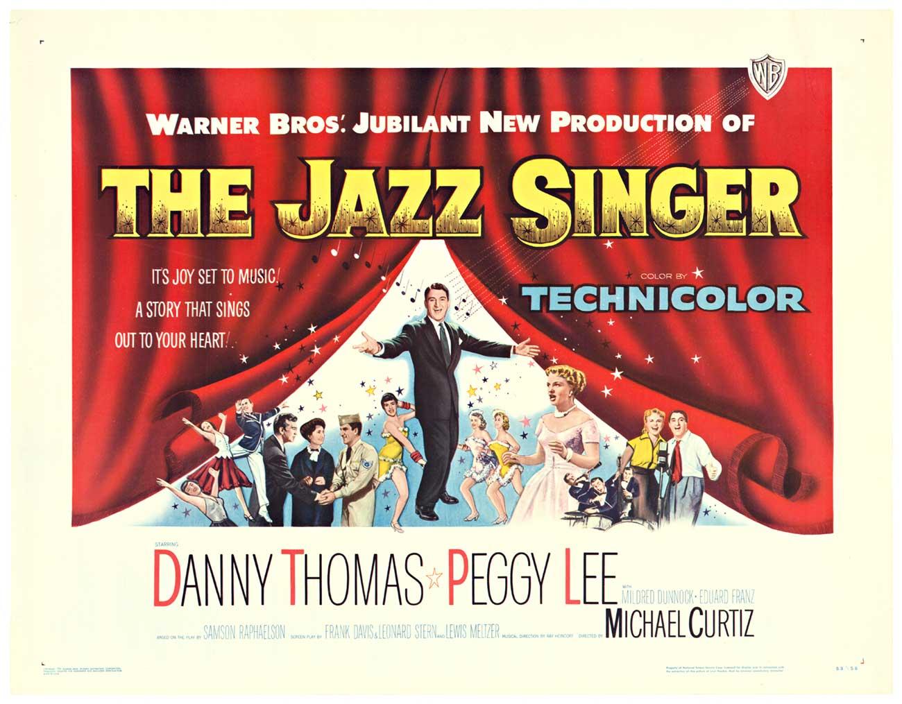 Original 1953 "The Jazz Singer" half-sheet vintage movie poster  Danny Thomas 