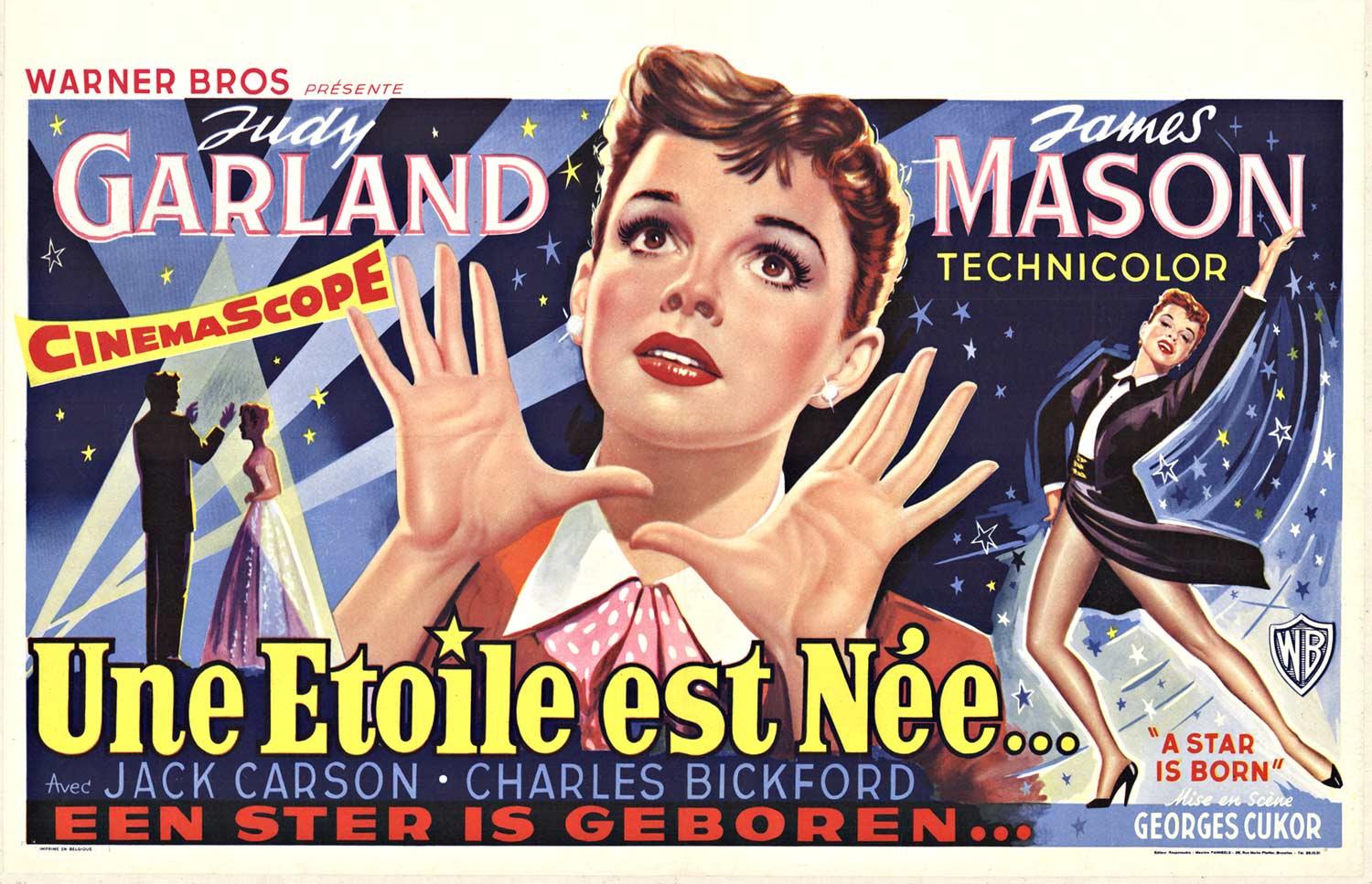 Affiche de film belge vintage originale de 1954 « A Star is Born » (A Star is Born)  Judy Garland