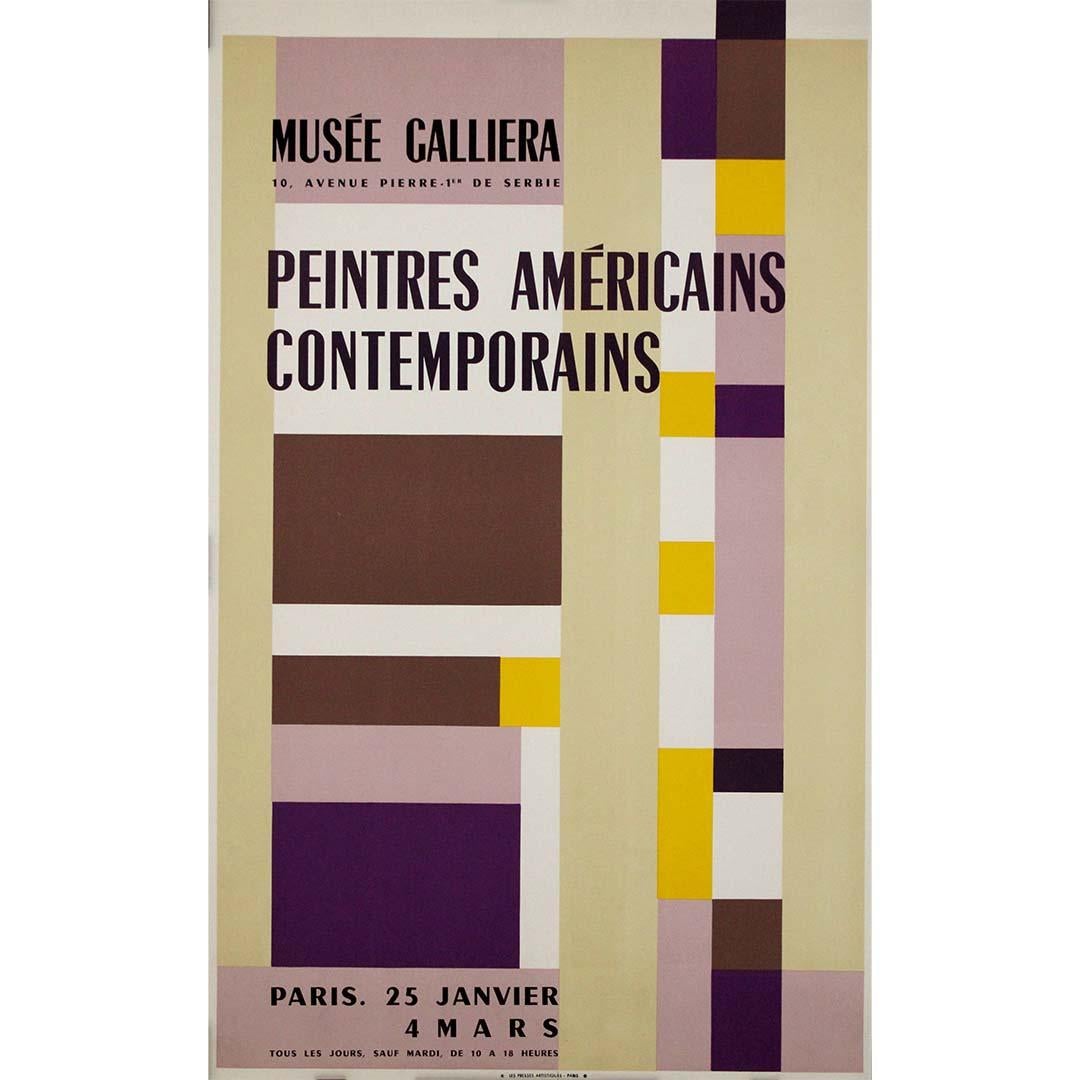 Manifesto originale della mostra del 1955 - Pittori americani contemporanei - Parigi - Print di Unknown