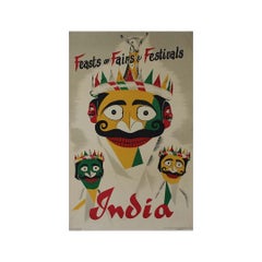 Original 1959 "Feasts, Fairs and Festivals India" Travel Poster