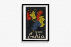 Original 1959 travel poster titled "Festivals of India"