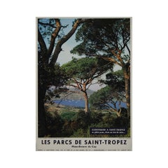 Original 1960s Les Parcs de Saint-Tropez Côte d'Azur Poster