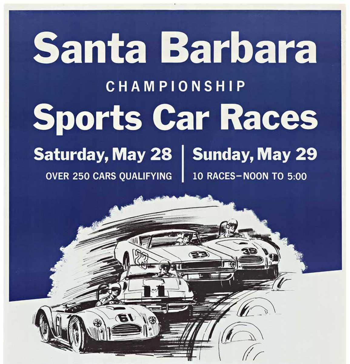 Affiche vintage originale du championnat de course de voitures de sport de Santa Barbara de 1966 - Print de Unknown