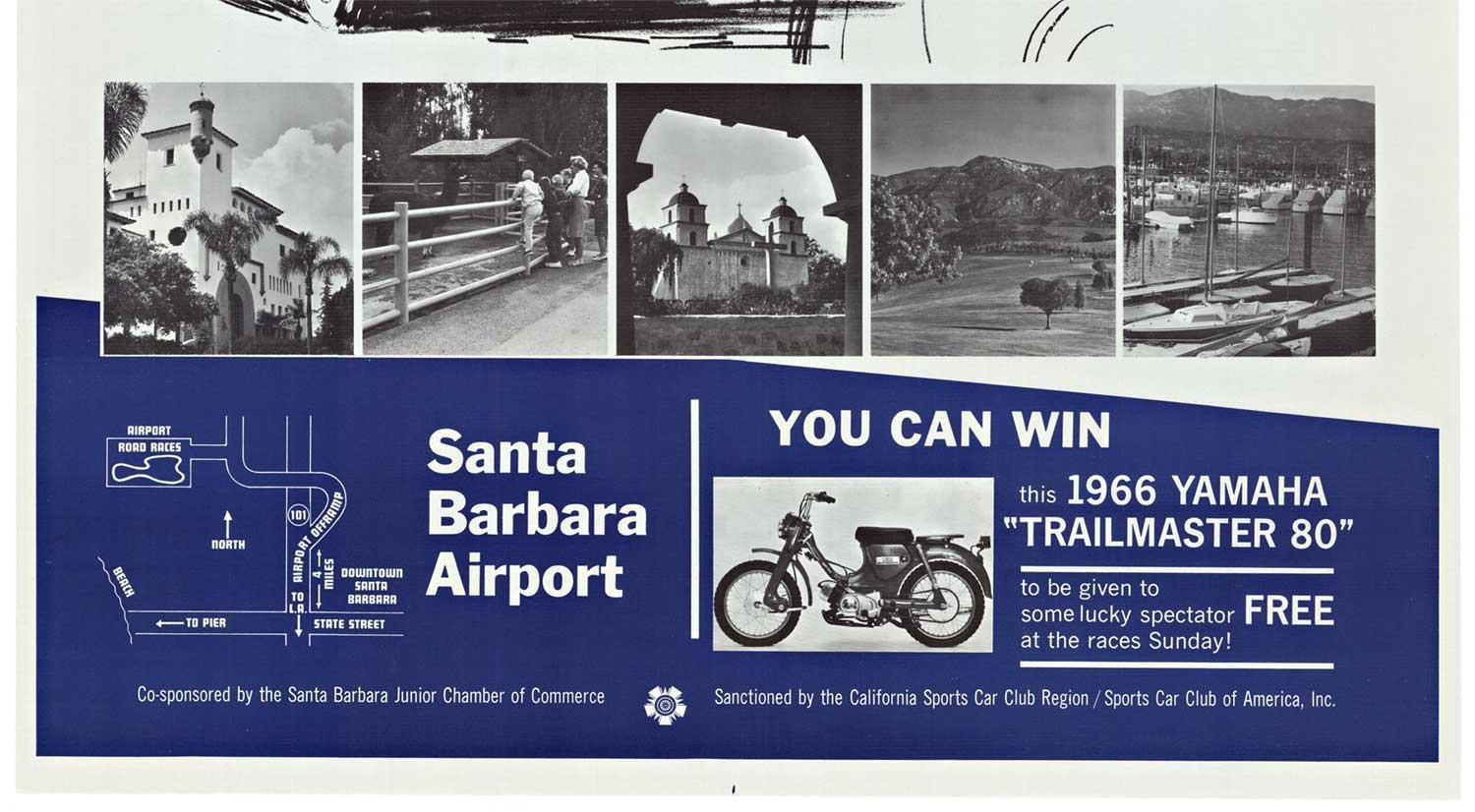 Affiche vintage originale du championnat de course de voitures de sport de Santa Barbara de 1966 - Modernisme américain Print par Unknown