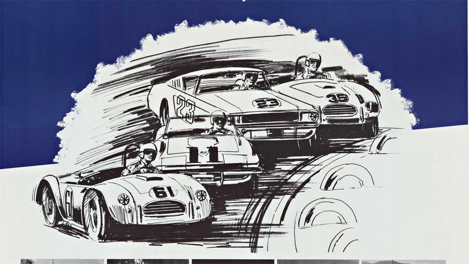 Affiche vintage originale du championnat de course de voitures de sport de Santa Barbara de 1966 - Violet Print par Unknown
