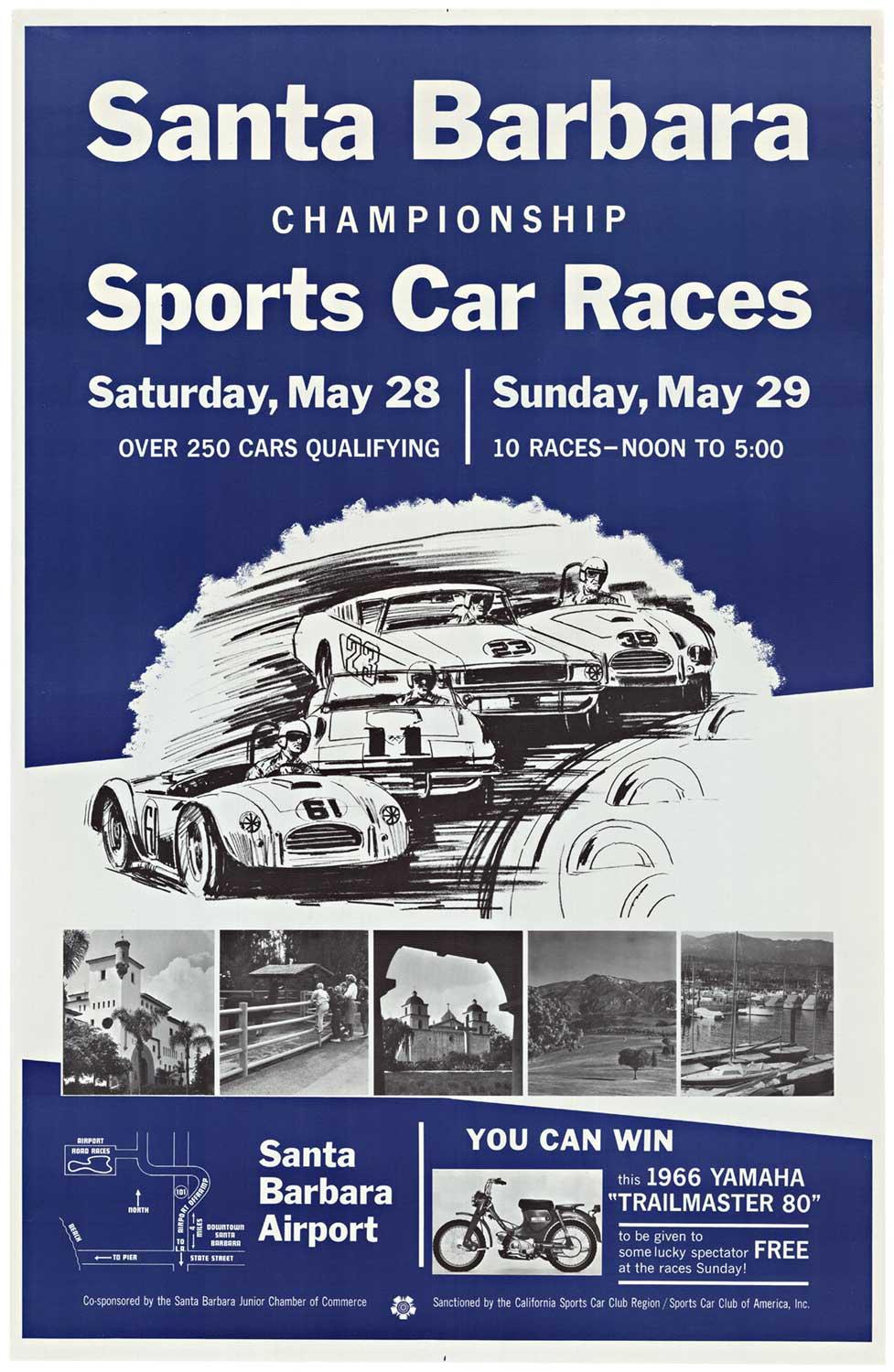 Original 1966 Santa Barbara Sports Car Races Championship vintage poster