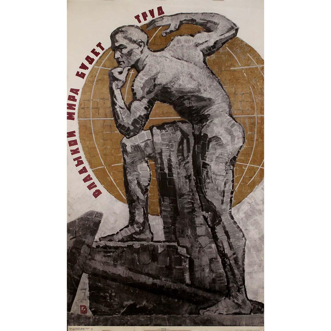 Original 1968 Soviet propaganda poster - Labor will be the ruler of the world - Print by Unknown