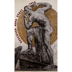 Original 1968 Soviet propaganda poster - Labor will be the ruler of the world