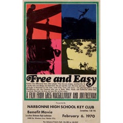 Original 1970 poster for Free and Easy, a surf film by Greg MacGillivray