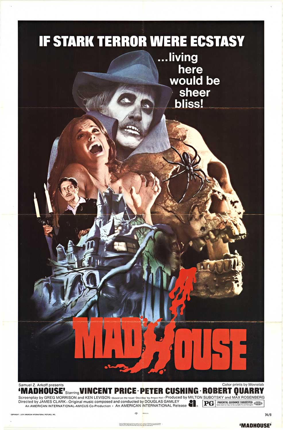 Poster cinematografico originale del 1974 di "Madhouse" in 1 foglio.   NSS 74/9