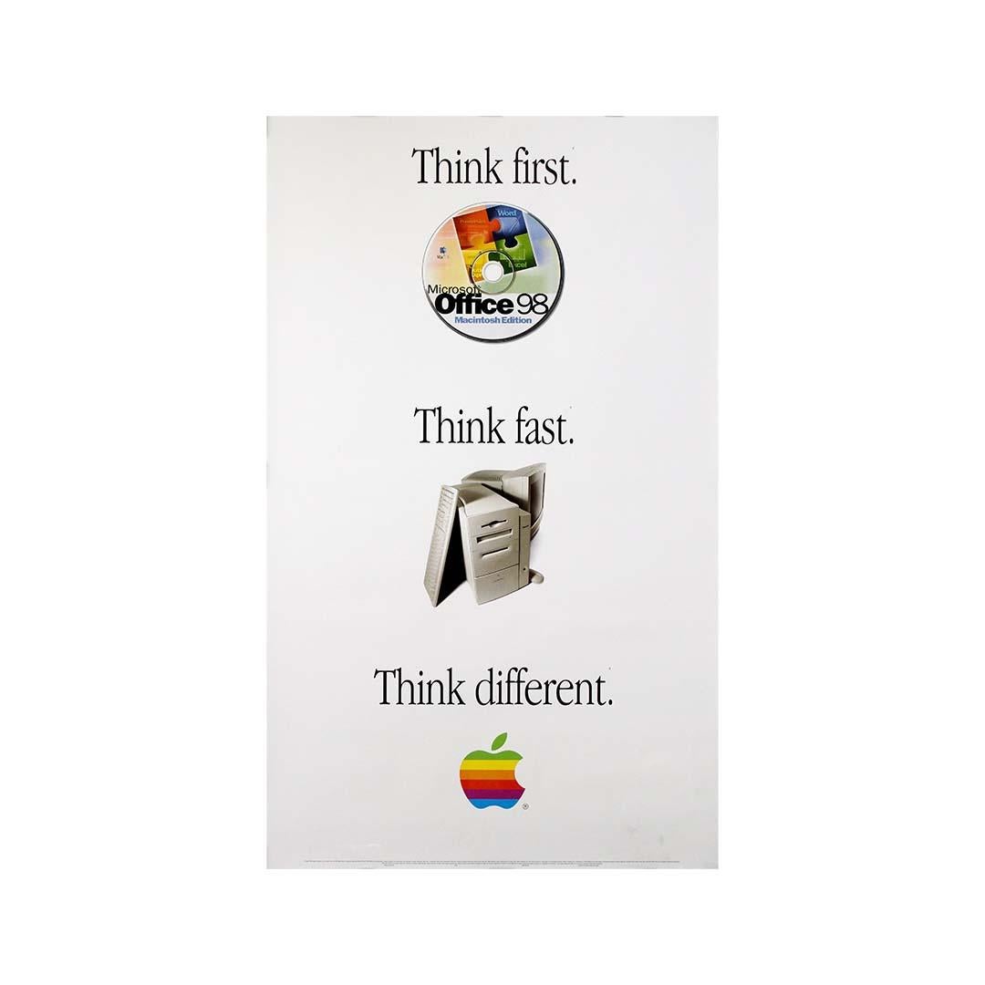 Original 1998 Apple advertising poster - think first think fast think different For Sale 2