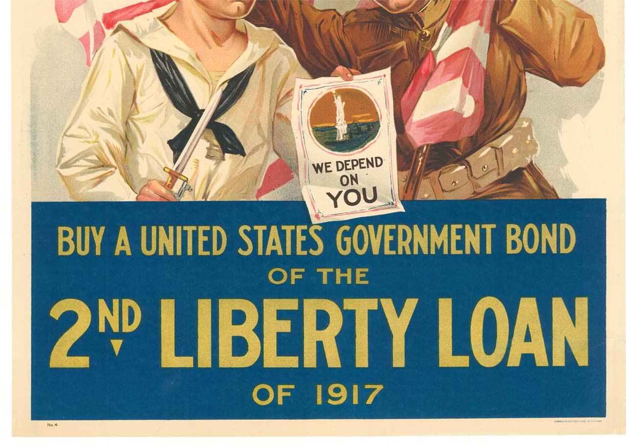 Original 2nd Liberty Loan of 1917 vintage poster - American Realist Print by Unknown
