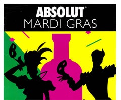 Original Absolut Mardi Gras West Hollywood 1995 pop art linen-backed poster
