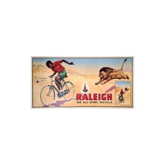 Antique Original advertising poster for Raleigh the all steel bicycle