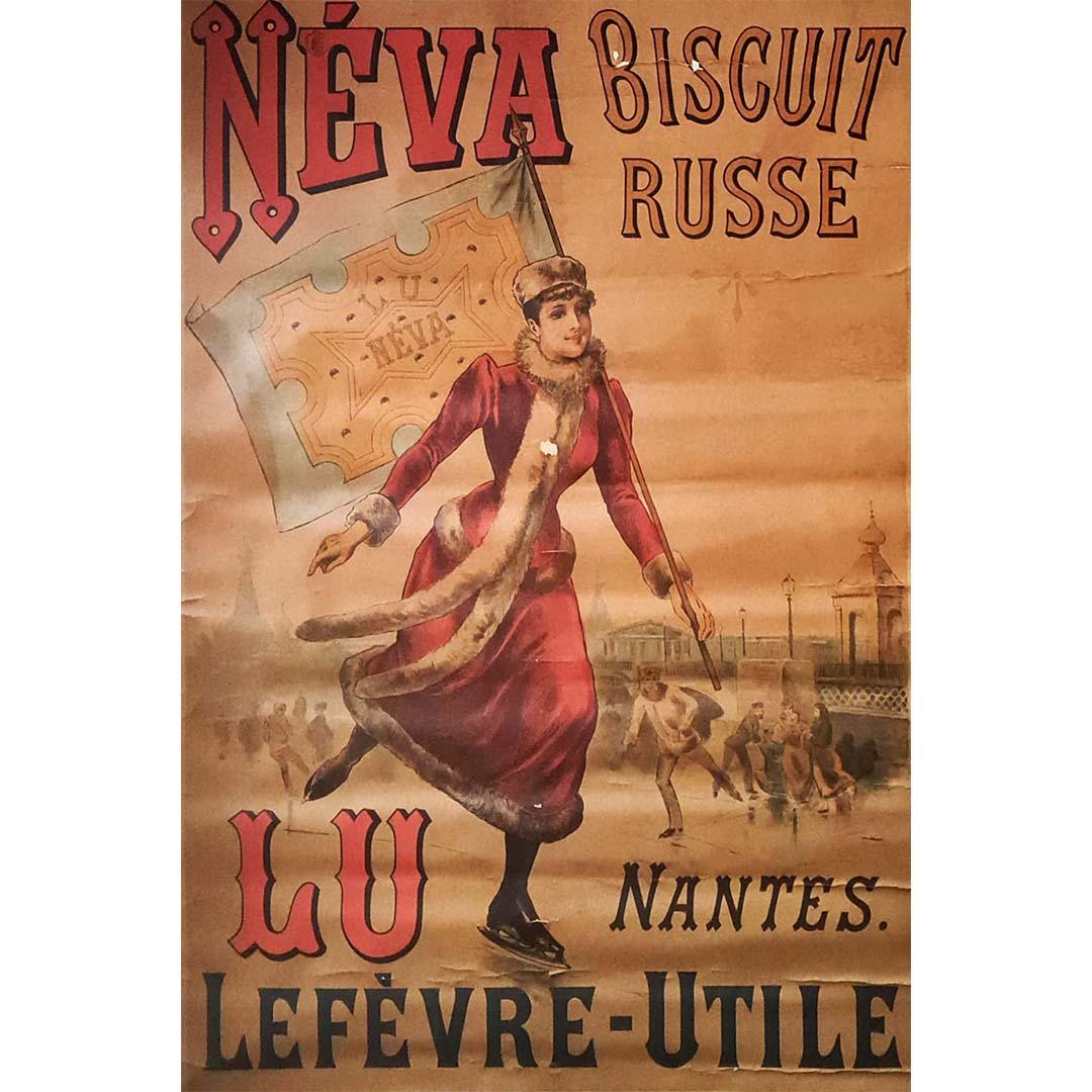 Original advertising poster from 1893 for Lefèvre-Utile and Néva Russian cookie For Sale 1