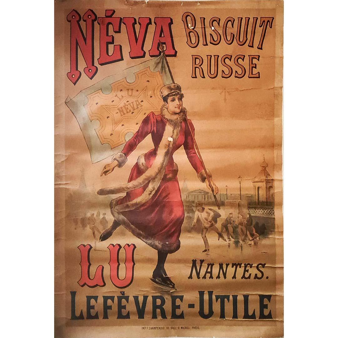 Original advertising poster from 1893 for Lefèvre-Utile and Néva Russian cookie - Print by Unknown